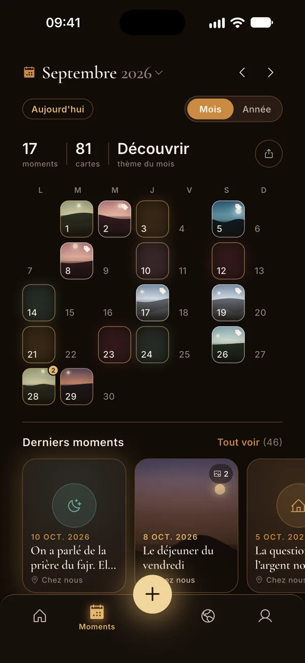 Le calendrier des Moments de septembre